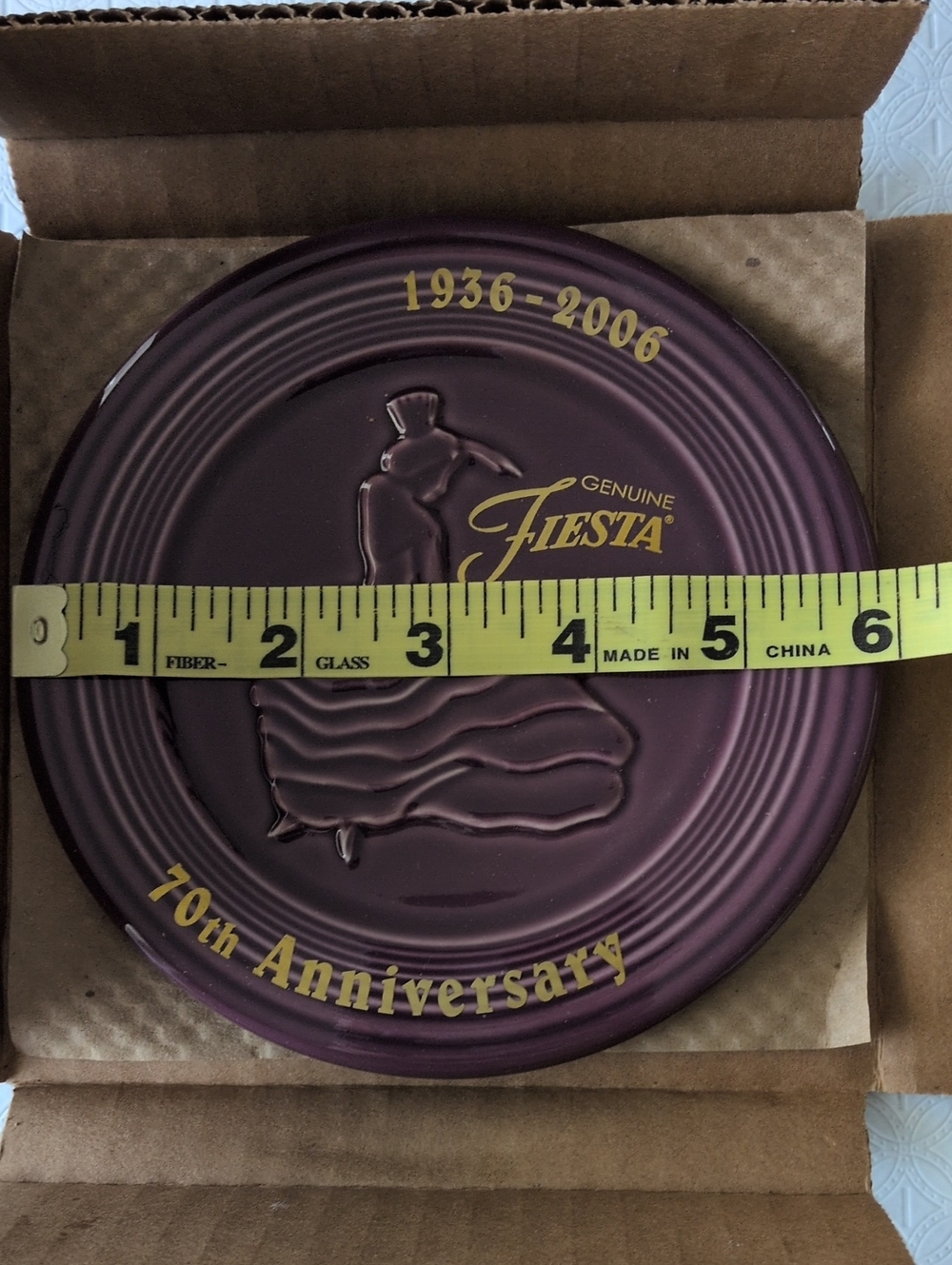 Fiesta Heather Purple 70th Anniversary Commemorative Trivet Homer Laughlin - Picture 4 of 6